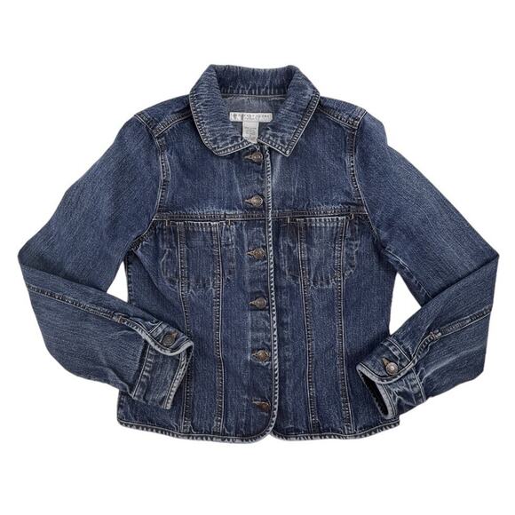 Geoffrey Beene Sport Jean Jacket Womens 2 Blue Denim Button Front - Picture 1 of 7